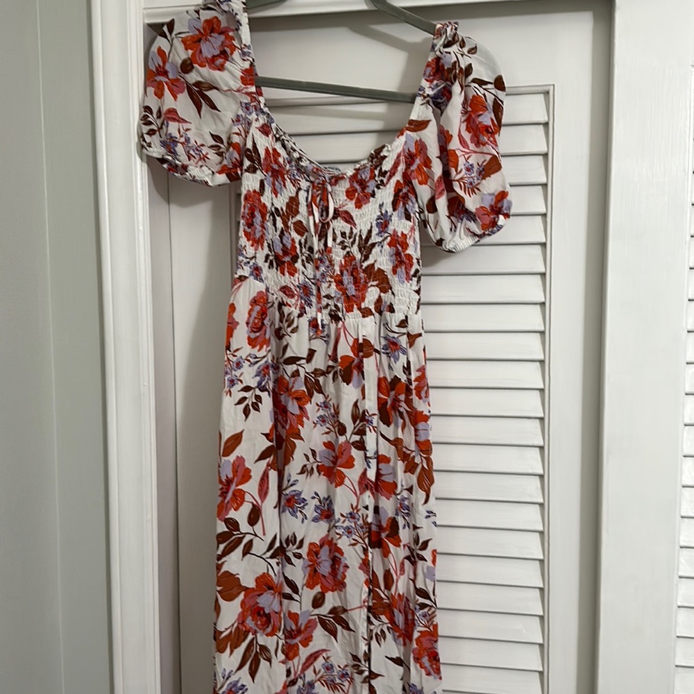 White printed midi dress